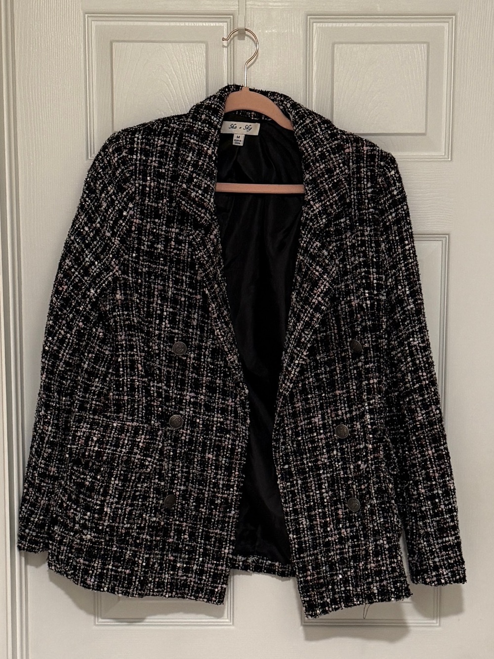Black and Multi Color Tweed Blazer